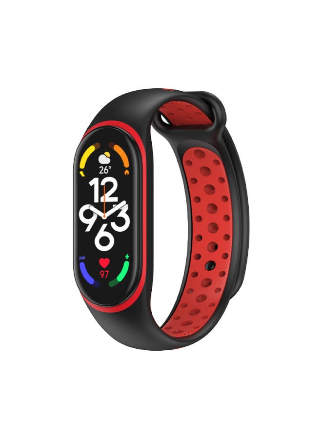 For Xiaomi Bracelet 7/6/5 Universal Wristband 2-color Nike Sports Wind Replacement Band Xiaomi Bracelet 7/6/5 Universal Wristband-Color:Black And White-Specifications:Meters 7/6/5 General