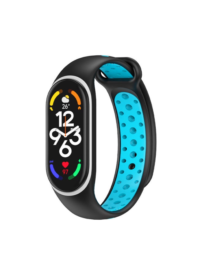 For Xiaomi Bracelet 7/6/5 Universal Wristband 2-color Nike Sports Wind Replacement Band Xiaomi Bracelet 7/6/5 Universal Wristband-Color:Black And White-Specifications:Meters 7/6/5 General