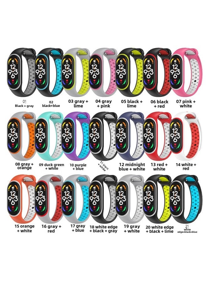 For Xiaomi Bracelet 7/6/5 Universal Wristband 2-color Nike Sports Wind Replacement Band Xiaomi Bracelet 7/6/5 Universal Wristband-Color:Black And White-Specifications:Meters 7/6/5 General