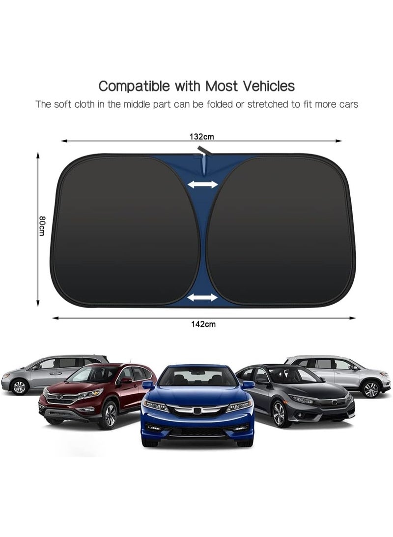 Generic 142 * 80CM Foldable Car Windshield Sunshade, Front Windshield Reflective Sunshad with Storage Pouch, Car Front Window for Top Blocks UV Rays and Sun Heat Protection, Keeps Vehicle Cooler - Image 2