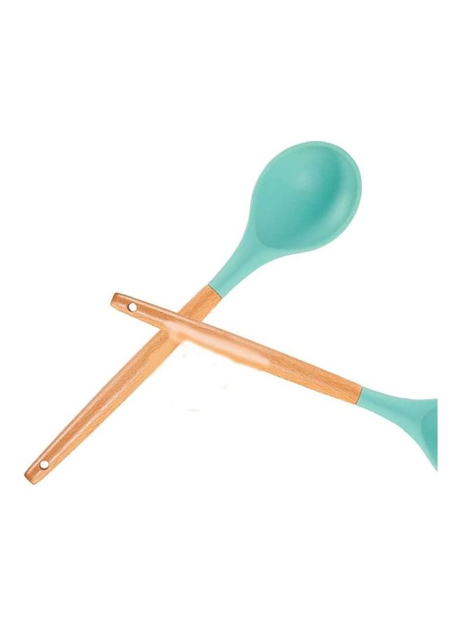 NIBEMINENT 11 PCs Silicone Spatula Baking Spoon Set Sea Blue/Brown One Size - Image 4