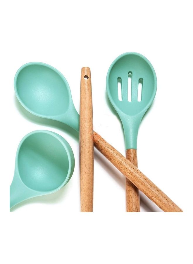 NIBEMINENT 11 PCs Silicone Spatula Baking Spoon Set Sea Blue/Brown One Size - Image 5