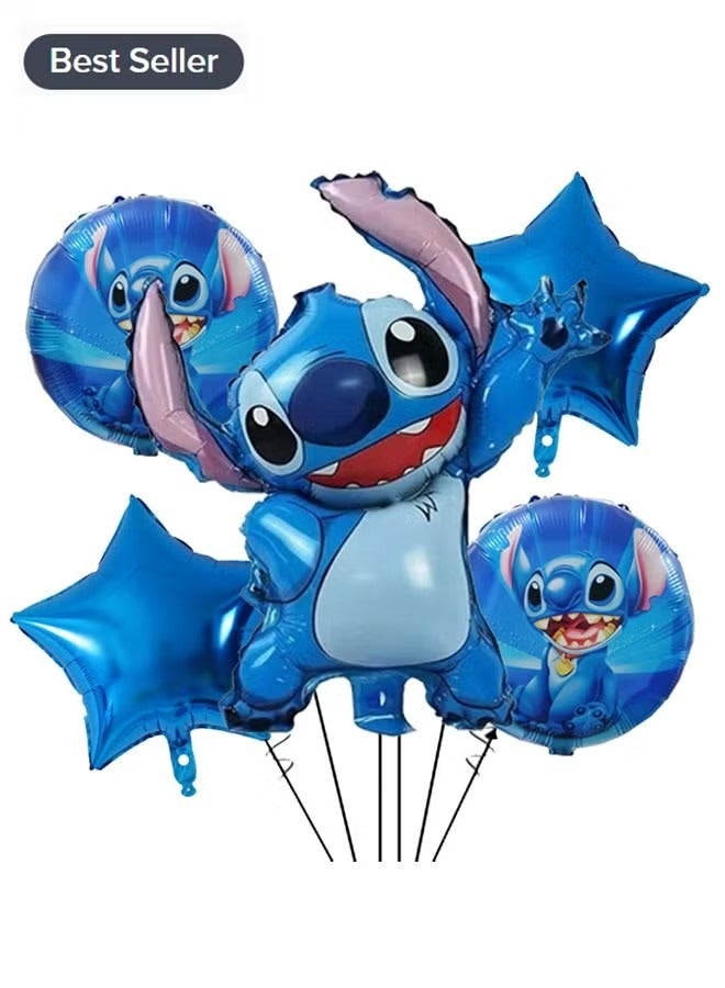 RATSAW 5 piece Stitch shaped aluminum film balloon decoration set - Image 1
