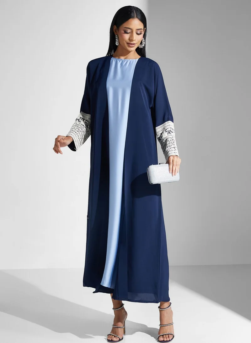 Meem by Mariyah Embellished Sleeve Abaya