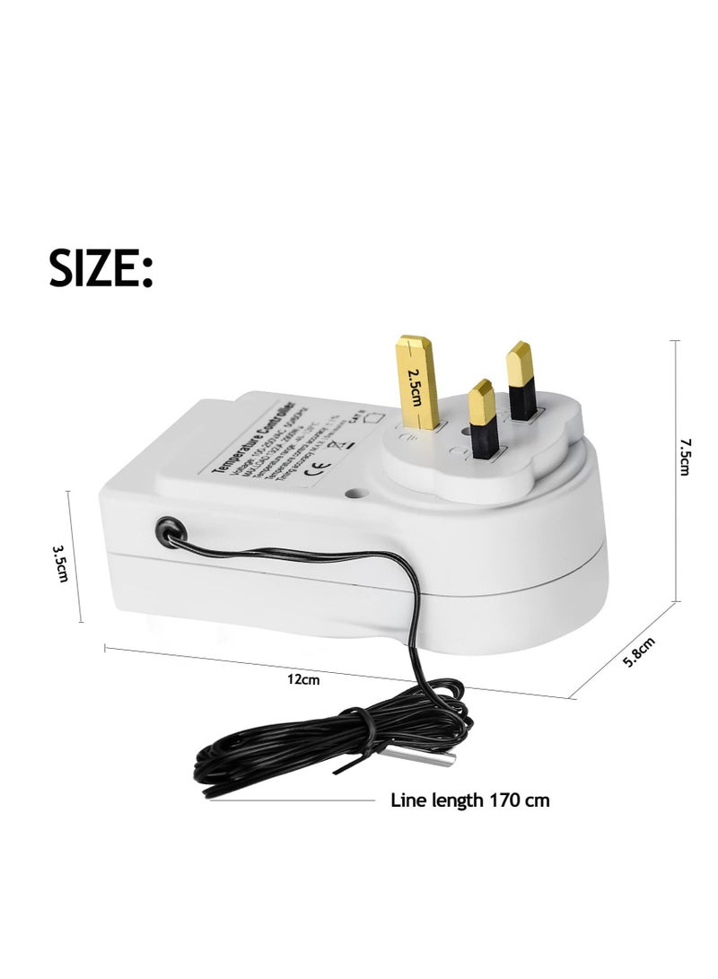 SYOSI Digital Thermostat Temperature Controller Socket Outlet 230V 16A Timer Switch Plug with 1.7m Sensor Heating Refrigerator Thermostat Regulator for Greenhouse Reptile Terrarium Home - Image 2