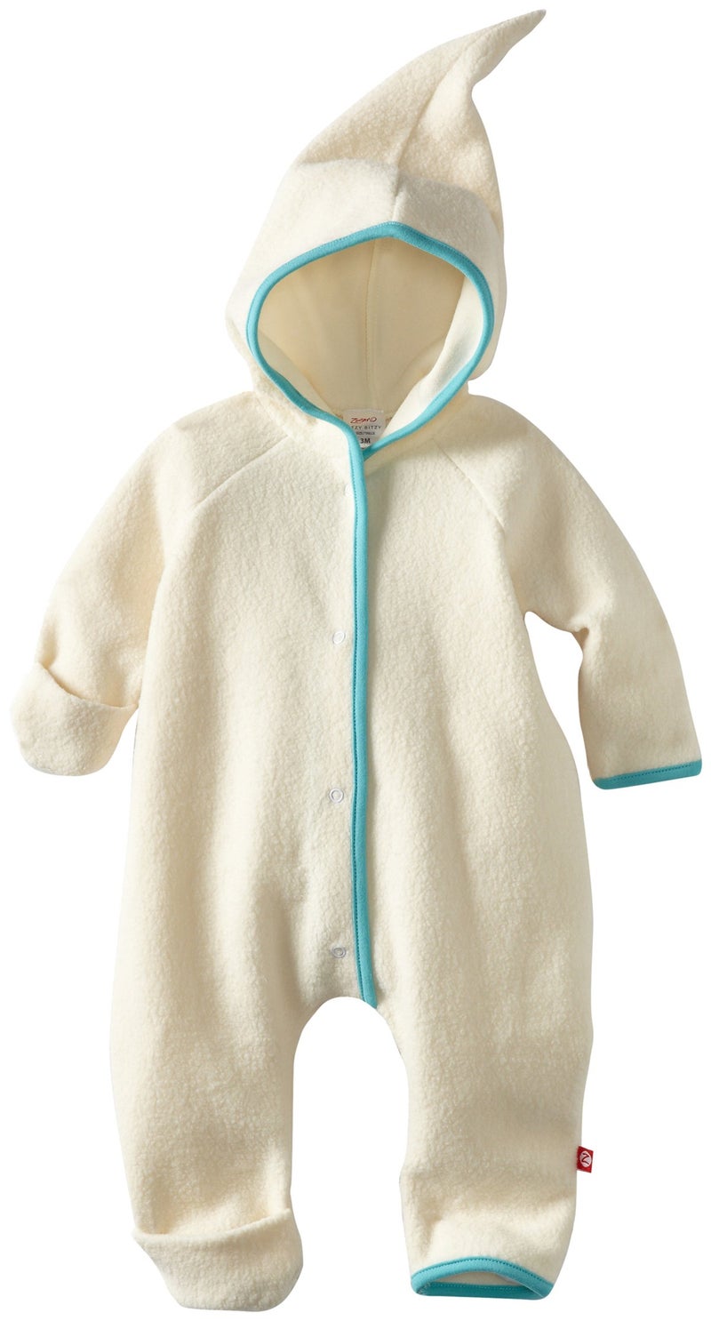 Zutano baby-boys Unisex Baby Cozie Elf Romper ,Cream ,0-3 Months - Image 1