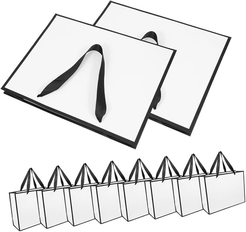 White Cardboard Tote Bags with Handles 20pcs 28x10x22cm for Party Favors Retail Merchandise - Image 1