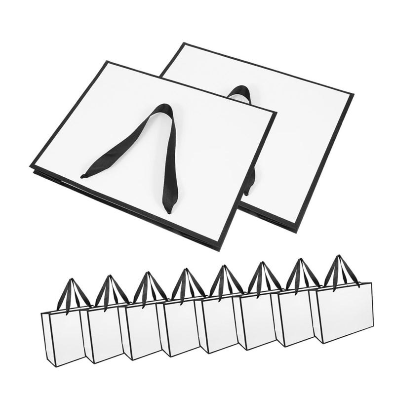 White Cardboard Tote Bags with Handles 20pcs 28x10x22cm for Party Favors Retail Merchandise - Image 2