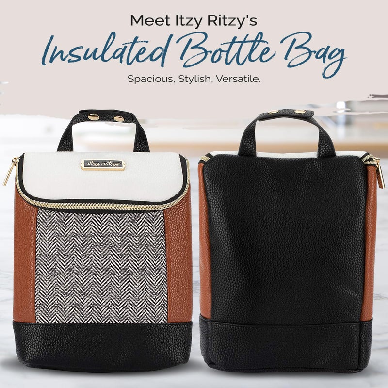 Itzy Ritzy Insulated Bottle Bag - Keeps Bottles Warm or Cool - Holds 3 Bottles & Features Interior Pocket For Ice Pack (Not Included), Coffee and Cream - Image 2