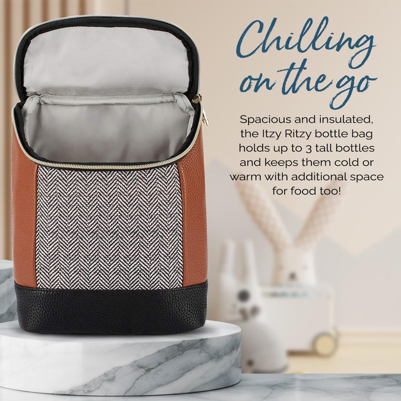 Itzy Ritzy Insulated Bottle Bag - Keeps Bottles Warm or Cool - Holds 3 Bottles & Features Interior Pocket For Ice Pack (Not Included), Coffee and Cream - Image 5