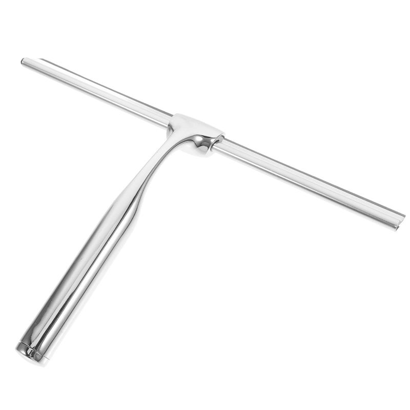 Mipcase Handheld Glass Squeegee For Shower Doors And Car Windshields With Adhesive Hook Small Silver Window Scraper For Bathroom And Automotive Glass Cleaning - Image 2
