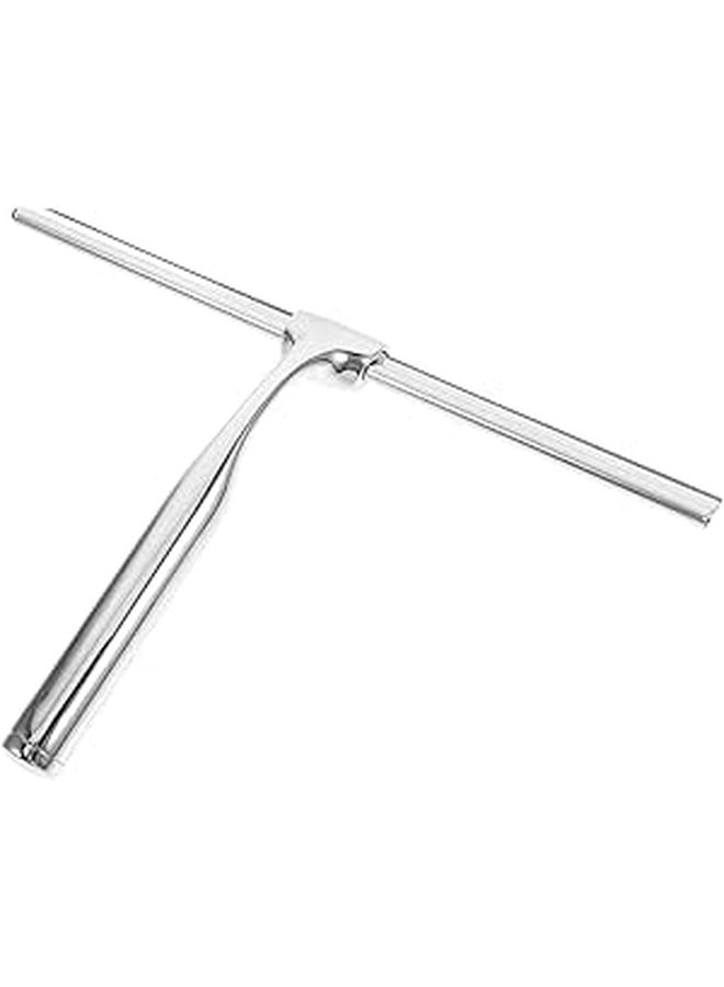 Mipcase Handheld Glass Squeegee For Shower Doors And Car Windshields With Adhesive Hook Small Silver Window Scraper For Bathroom And Automotive Glass Cleaning - Image 1