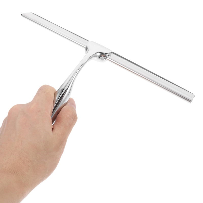 Mipcase Handheld Glass Squeegee For Shower Doors And Car Windshields With Adhesive Hook Small Silver Window Scraper For Bathroom And Automotive Glass Cleaning - Image 5