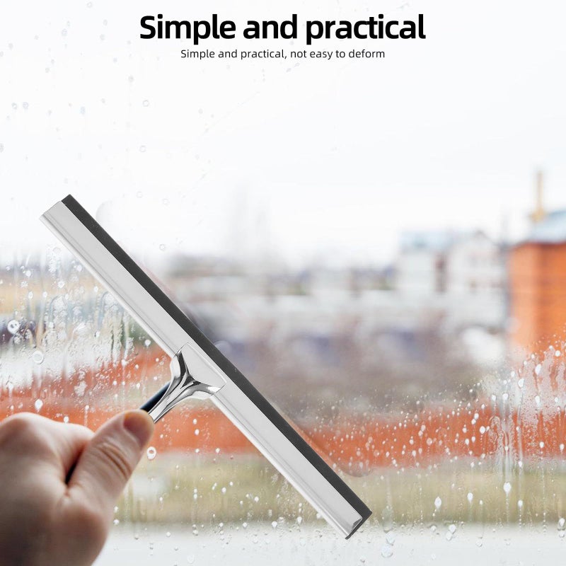 Mipcase Handheld Glass Squeegee For Shower Doors And Car Windshields With Adhesive Hook Small Silver Window Scraper For Bathroom And Automotive Glass Cleaning - Image 4