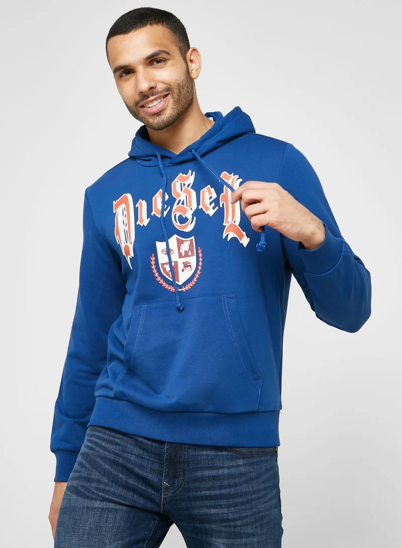 DIESEL Logo Hooded Neck Sweatshirt