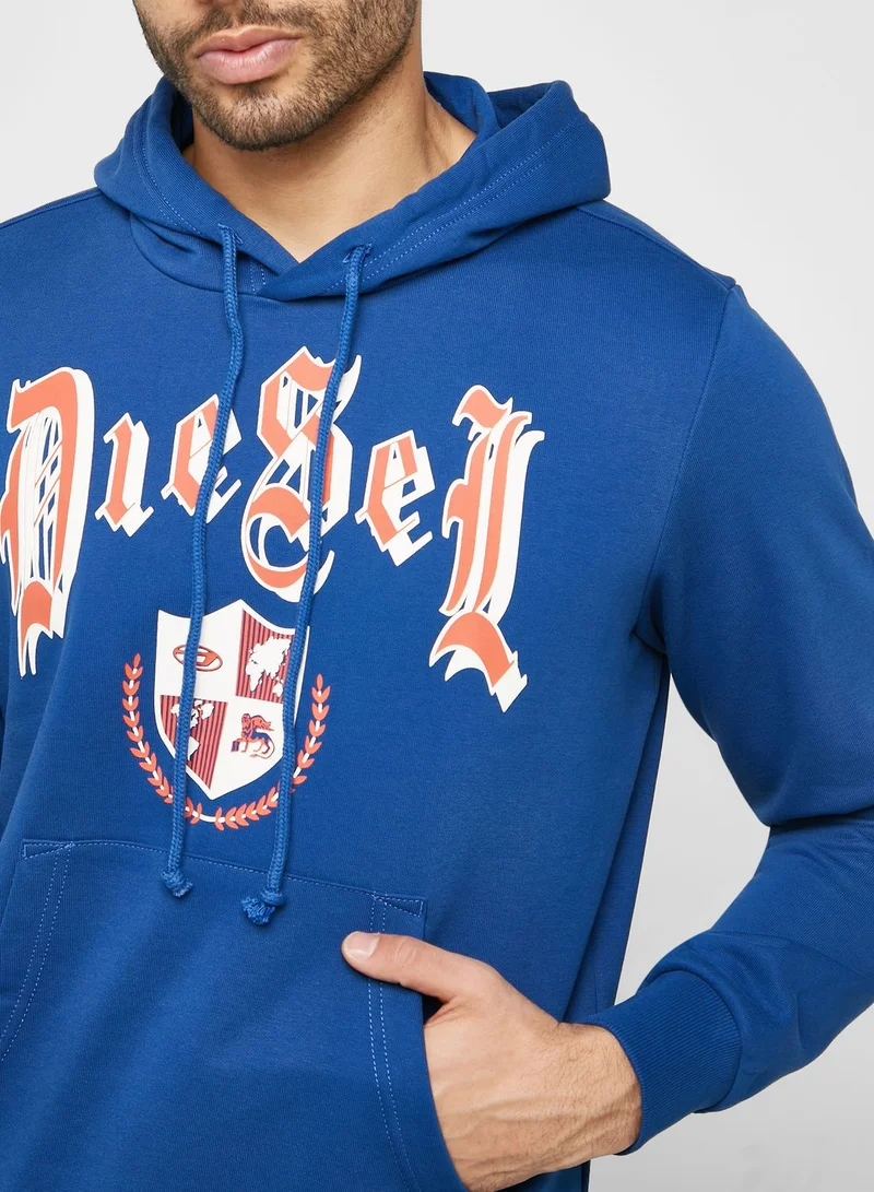 DIESEL Logo Hooded Neck Sweatshirt