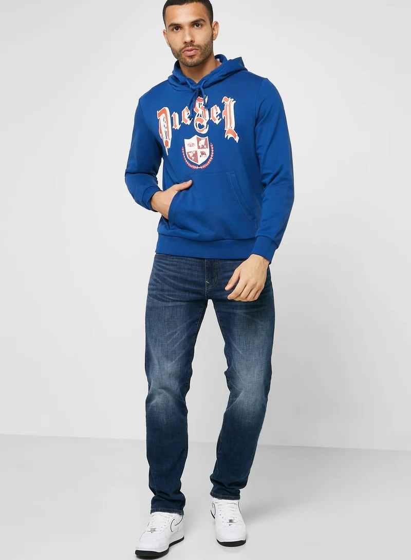 DIESEL Logo Hooded Neck Sweatshirt