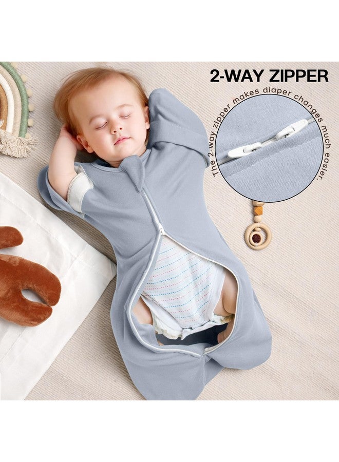 MEXXI Swaddle Baby Sleep Sack With Arms Up, 2 Pack Baby Transitional Swaddle with Double Zipper,100% Organic Cotton Swaddles for Newborns 0.5 TOG (Pistacho Green+Alice Blue, 0-3 Months) - Image 3