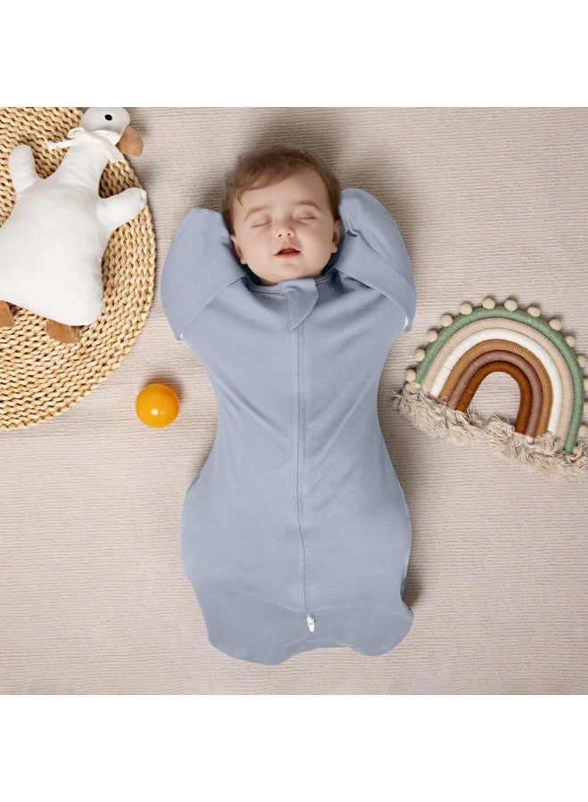MEXXI Swaddle Baby Sleep Sack With Arms Up, 2 Pack Baby Transitional Swaddle with Double Zipper,100% Organic Cotton Swaddles for Newborns 0.5 TOG (Pistacho Green+Alice Blue, 0-3 Months) - Image 5