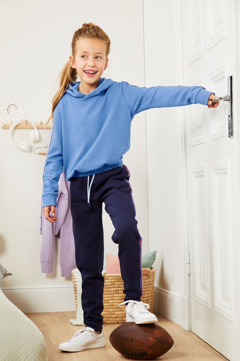 Tchibo سويت شيرت بناتي بسيط بقبعة وحافة مرنة، أزرق - Image 1