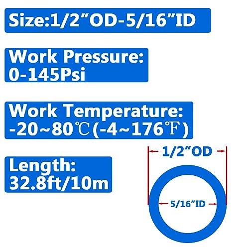 Qolekog Pneumatic 12 OD Tubing 328Ft PU Air Tube Hose Pipe for Air Line or Water Transfer 12 inch 10M Blue - Image 3