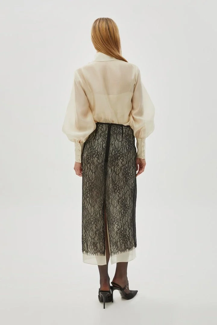 EXQUISE Tulle Lace Regular Midi Skirt