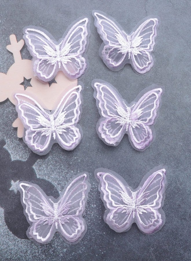 Sowaka 6 Pcs Lace Butterfly Hair Clips Soft Embroidery Flower Hair Decorative Hair Bow Pins for Women Girls Wedding Hair Accessories Halloween Christmas Party Décor (Purple) - Image 2