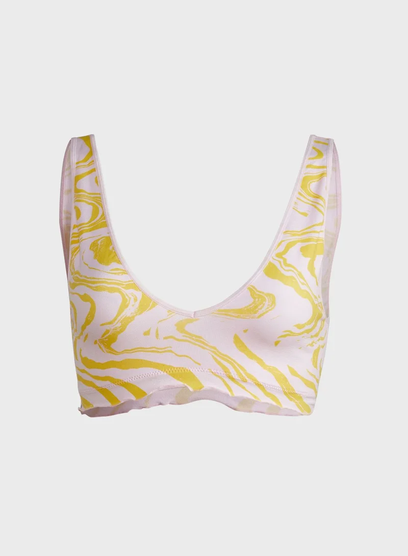 TOPSHOP Seamless Mineral Print Frill Edge Bralette