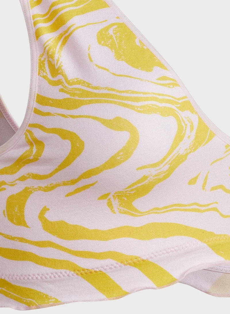 TOPSHOP Seamless Mineral Print Frill Edge Bralette