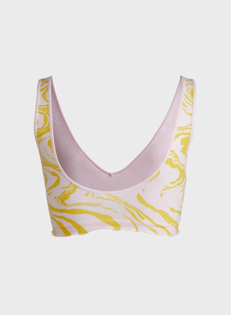 TOPSHOP Seamless Mineral Print Frill Edge Bralette