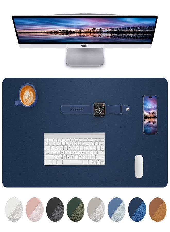 AFIING Leather Desk Pad Blotter,Mouse Pad,Office Desk Mat, Non-Slip PU Leather Desk mat,Large Desk mat,Waterproof Keyboard mat for Office/Home/Decor (Midnight Blue,35" x 17") - Image 1