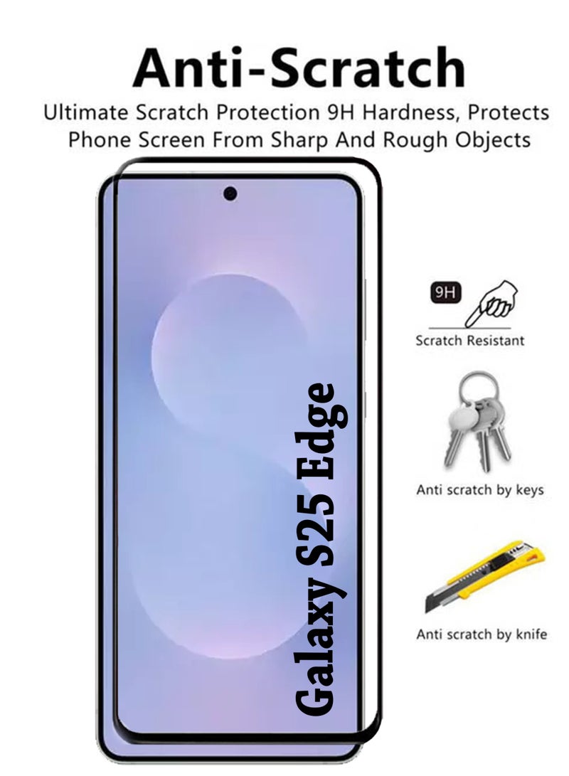 YJS Samsung Galaxy S25 Edge Screen Protector | Tempered Glass Compatible with Samsung Galaxy S25 Edge | Screen Protector Full HD Quality Tempered Glass Anti-Scratch Edge to Edge Coverage with Easy Installation Kit - Black - Image 3
