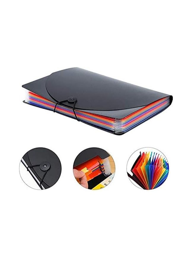 12 Pockets Expanding File Folders, Portable Accordion A4 Expandable File Organizer, Large Capacity Multicolour Stand Plastic BUSiness File Box