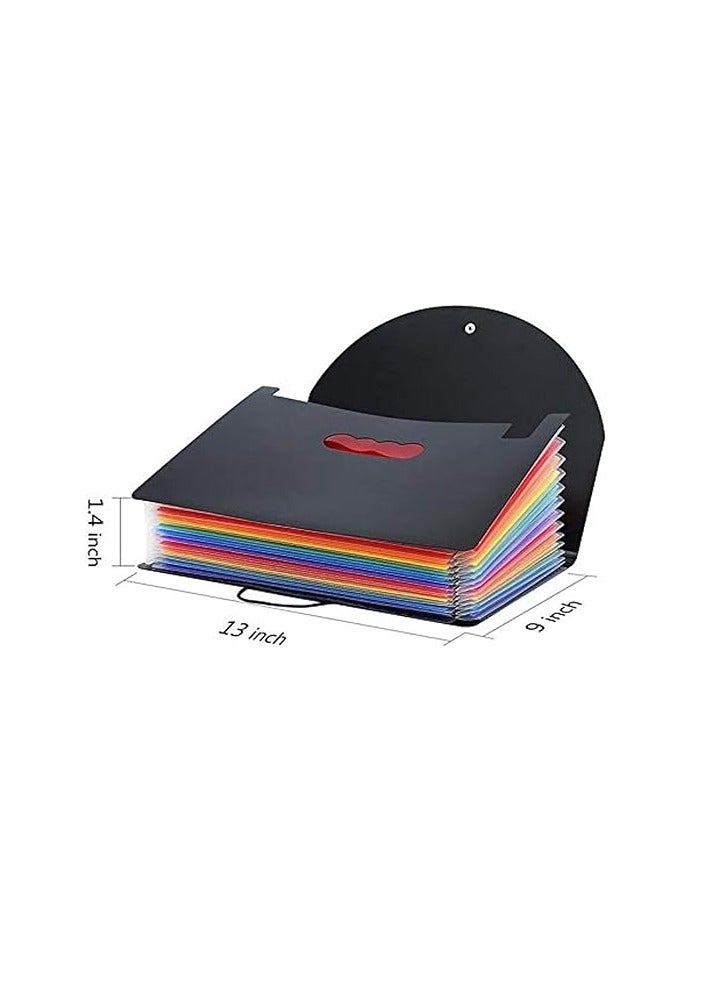 12 Pockets Expanding File Folders, Portable Accordion A4 Expandable File Organizer, Large Capacity Multicolour Stand Plastic BUSiness File Box