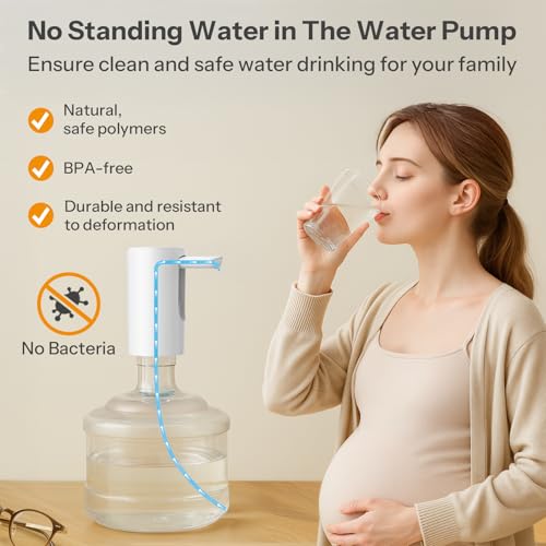 UN1QUE Foldable Water Dispenser Pump for 20 Litre Bottle, Automatic Water Pump with 1.35L/Min Fast Flow, Portable USB Rechargeable Water Pump, Wireless Water Can Dispenser Home Office Outdoor, White - Image 2