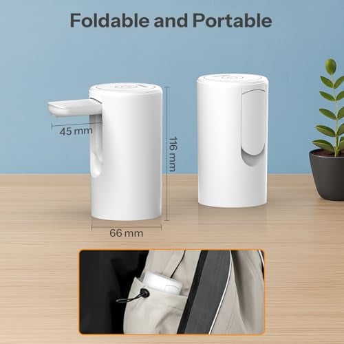 UN1QUE Foldable Water Dispenser Pump for 20 Litre Bottle, Automatic Water Pump with 1.35L/Min Fast Flow, Portable USB Rechargeable Water Pump, Wireless Water Can Dispenser Home Office Outdoor, White - Image 5
