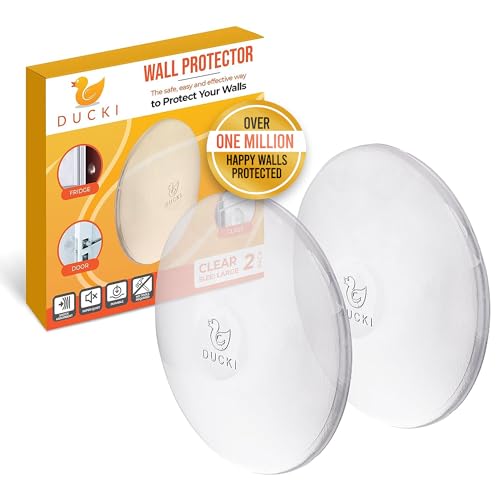 Ducki Door Stop Wall Protectors, 2 Pack Clear, Self Adhesive Reusable Solution for Stopping Wall Damage & Noise from Doors, Refrigerators, & in Your Home or Office, Durable Shock Absorbent & Discreet - Image 1