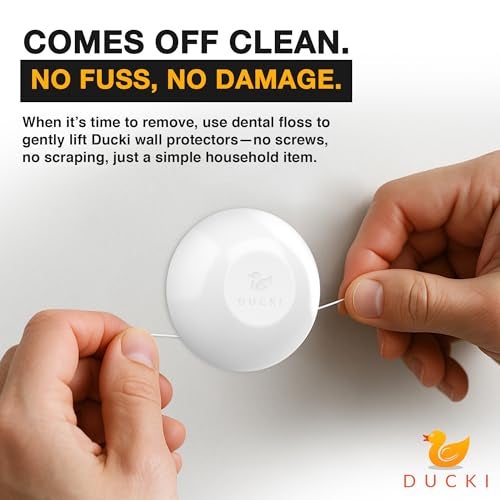 Ducki Door Stop Wall Protectors, 2 Pack Clear, Self Adhesive Reusable Solution for Stopping Wall Damage & Noise from Doors, Refrigerators, & in Your Home or Office, Durable Shock Absorbent & Discreet - Image 4