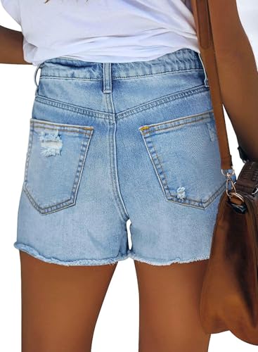 onlypuff Denim Shorts for Women Summer Blue Jean Shorts High Waisted Denim Shorts Distressed Ripped Jean Shorts Mid Rise M - Image 4
