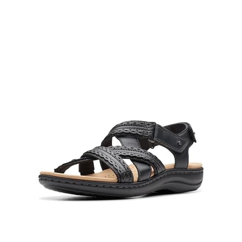 clarks صندل مسطح لورين رينا من مجموعة كلاركس للنساء، كومبي أسود، 9 متوسط أمريكي - Image 1