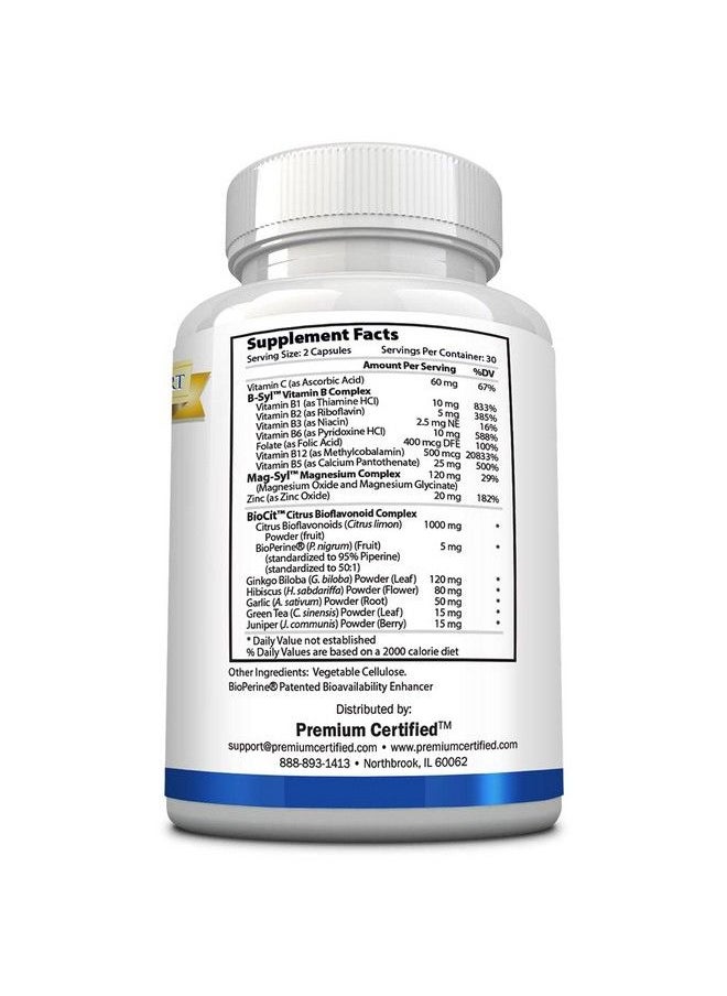 Premium Certified - Tinnitus Supplement Support Microcirculation Ease Earringing Inner Ear Health All Natural Lemon Bioflavonoid Complex 60 Capsules Nongmo No Hormones Gluten Free - Image 1