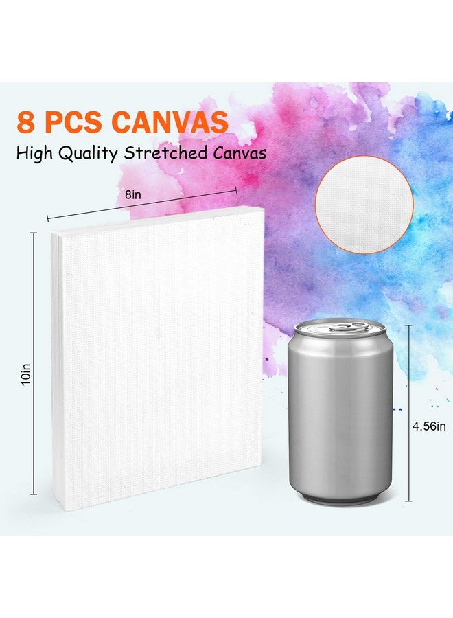 MicoSim 8 Pack 8x10 in Canvas Boards for Painting,Canvas for Painting with 9.5" Easel, Art Canvas Painting Kit with 10 Brushes & 2 Paint Tray for Kids Teenagers Acrylic Pouring Oil Water Color Gift… - Image 3