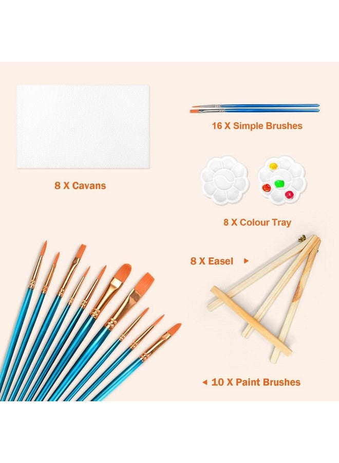 MicoSim 8 Pack 8x10 in Canvas Boards for Painting,Canvas for Painting with 9.5" Easel, Art Canvas Painting Kit with 10 Brushes & 2 Paint Tray for Kids Teenagers Acrylic Pouring Oil Water Color Gift… - Image 2