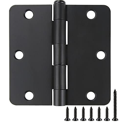 JIW 18 Pack Black Door Hinges Black Matte Black Hinges for Doors 3 1/2 Interior Door Hinges 3.5" x3.5 Inch Hinges Rounded 1/4" Raidus Standard Residential Bedroom Door Hinge Sturdy Door Hardware - Image 1