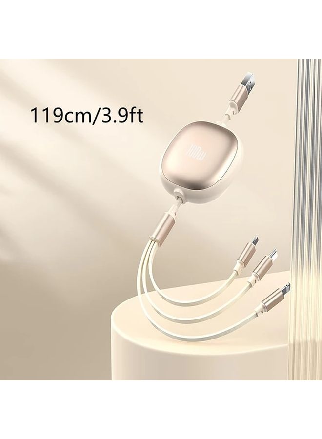 كابل شحن USB ثلاثي في واحد قابل للسحب بلون أرجواني، شحن سريع بقوة 100 واط، متوافق مع USB C و Micro USB لأجهزة iPhone 14/13/12/11 X وHuawei، مزامنة بيانات بسرعة 480 ميجابت في الثانية، متعدد الأجهزة، مسطح خالٍ من التشابك، متين مع موصل معزز، أساسيات السفر. - Image 2