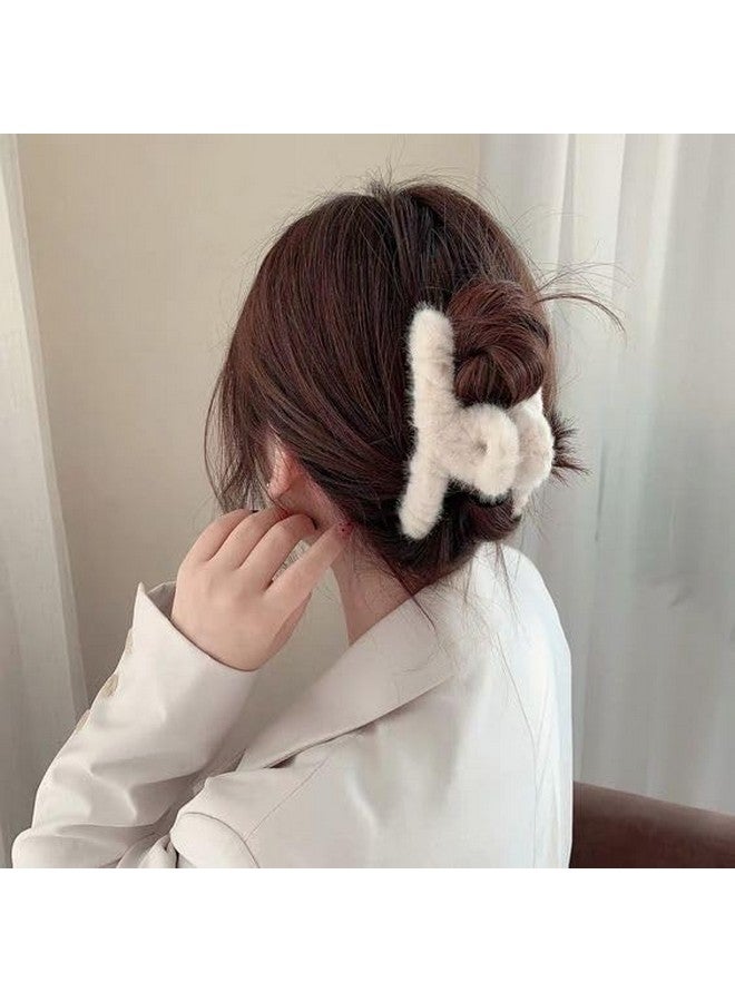 KLIVE Hair Claw Clips for Women | Plush Hair Clips for Thin Thick Long Hair | Elegant Non-Slip Clamps | Perfect for Winter, Daily Use, & Gifts | Multi-Color,(4PCS-Long Furry Butterfly) - Image 3