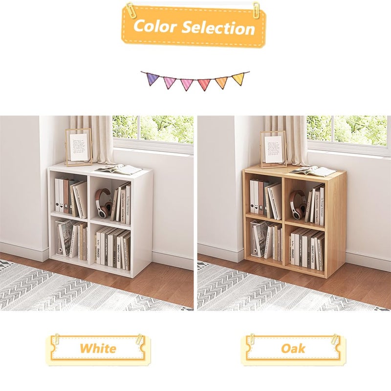 NELYE 4 Cube Organizer Bookcase - Fabric Storage Bins Container, Open Shelf Simple Compartments Bookshelf, White - Image 4