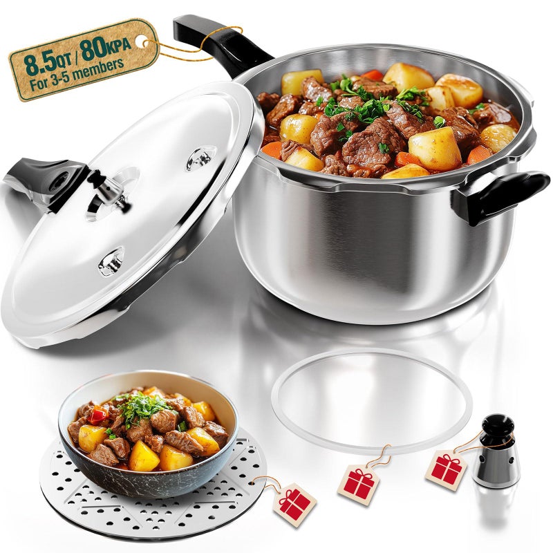 Wantjoin Pressure Cooker 8 Quart Stainless Steel Pressure Canner Induction Compatible Cookware With Spring Valve Safeguard Devicescompatible With Gas Induction Cooker