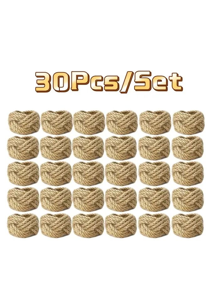مجموعة حلقات مناديل من الخيش والجوت للبيت الريفي، 30 قطعة لديكور الطاولة والحفلات والأعراس - Image 1