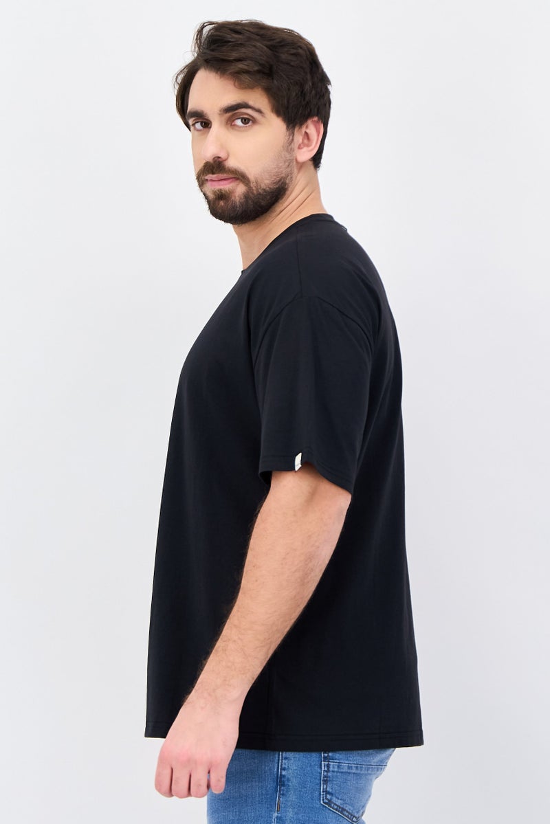 Fudo تي شيرت قصير الأكمام للرجال بتصميم فضفاض، أسود - Image 2